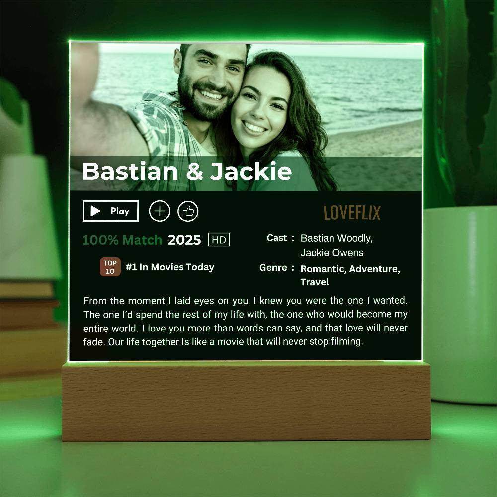Loveflix Movie Acrylic Plaque LED Personalied Names