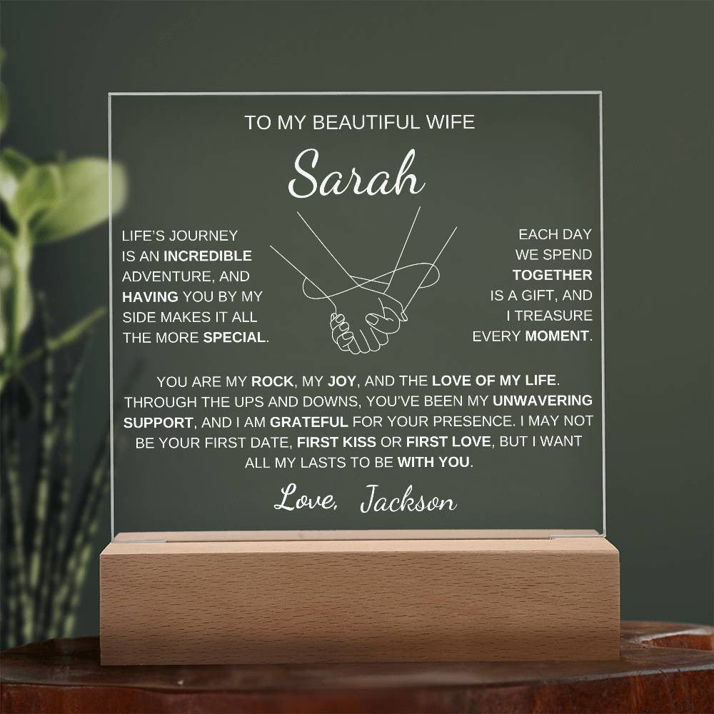 Infinity Hands Wife acrylic plaque LED