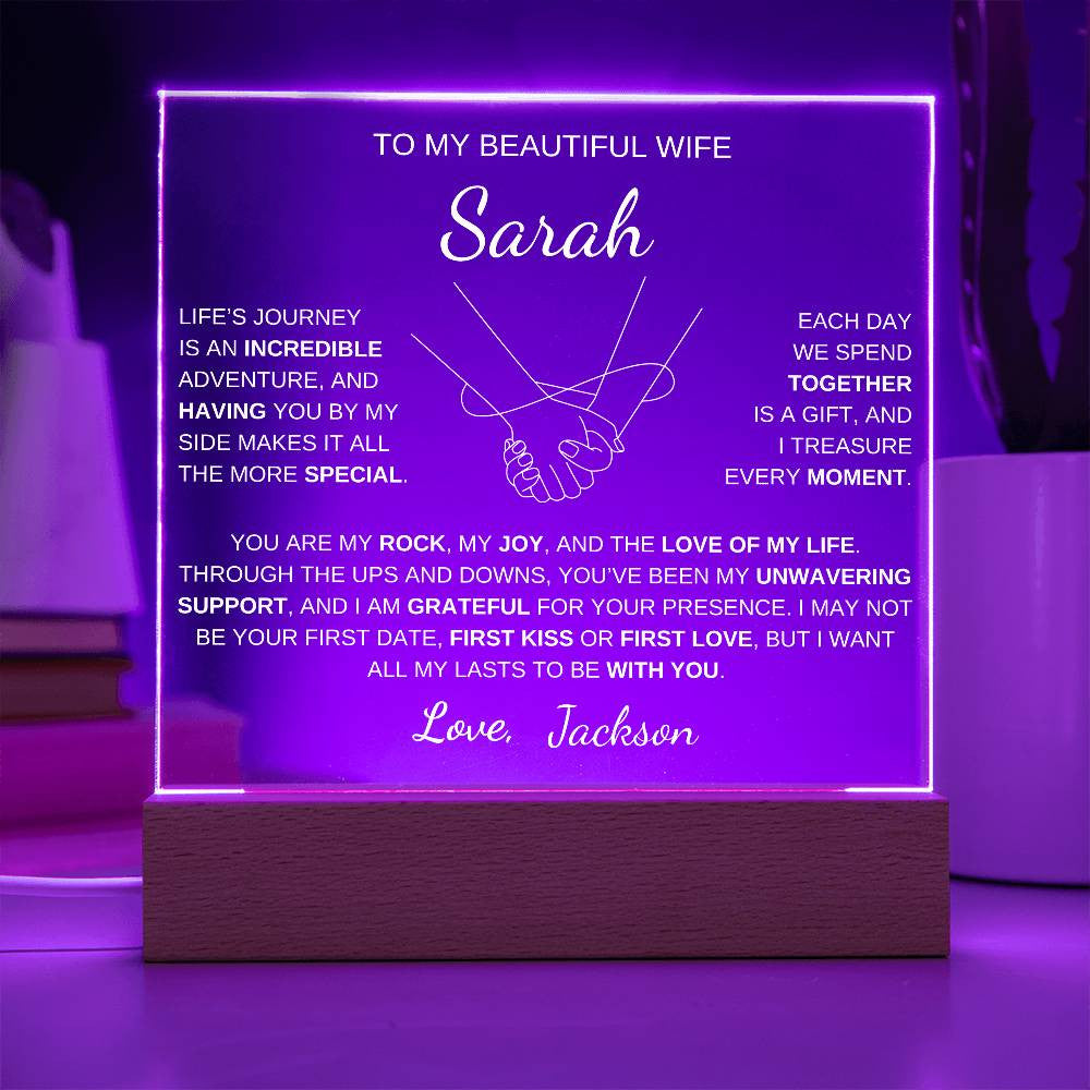 Infinity Hands Wife acrylic plaque LED