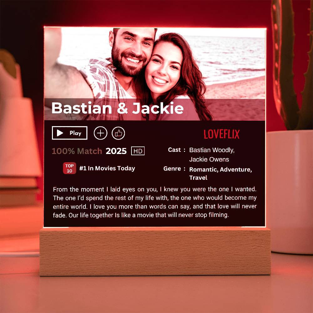 Loveflix Movie Acrylic Plaque LED Personalied Names