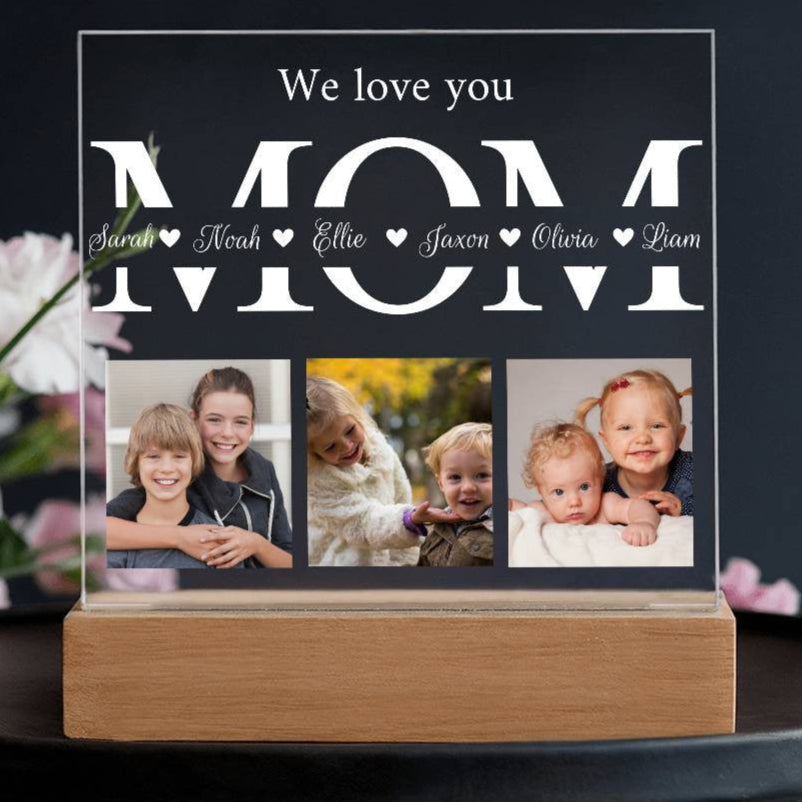 personalized MOM photo acrylic plaque with kids names