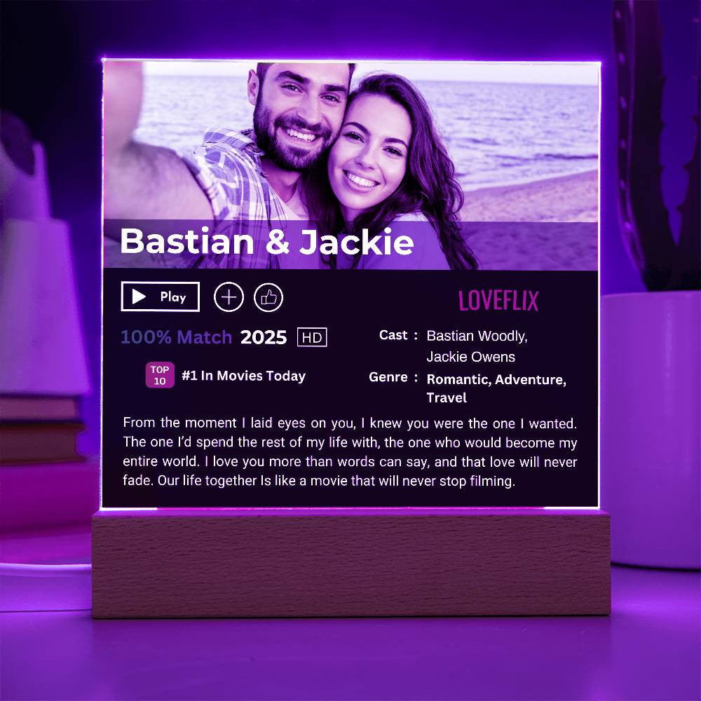 Loveflix Movie Acrylic Plaque LED Personalied Names