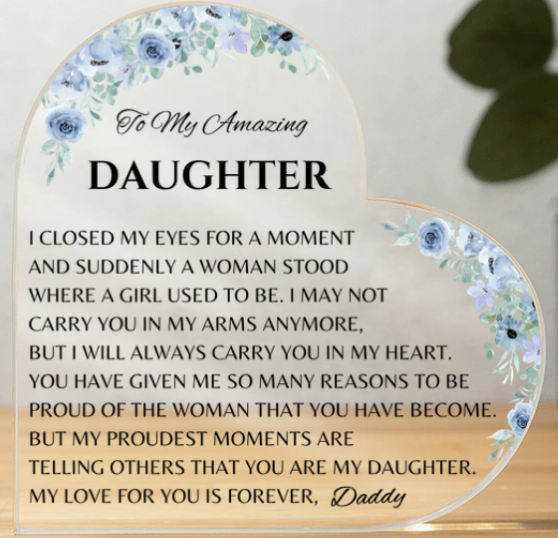 Daughter Acrylic Plaque Heart Personalized