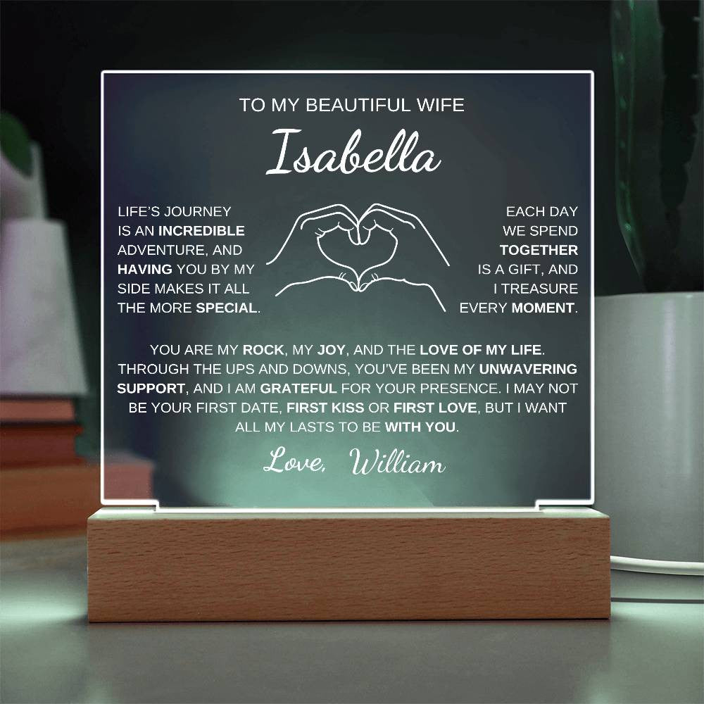 Heart Hands Wife acrylic plaque LED