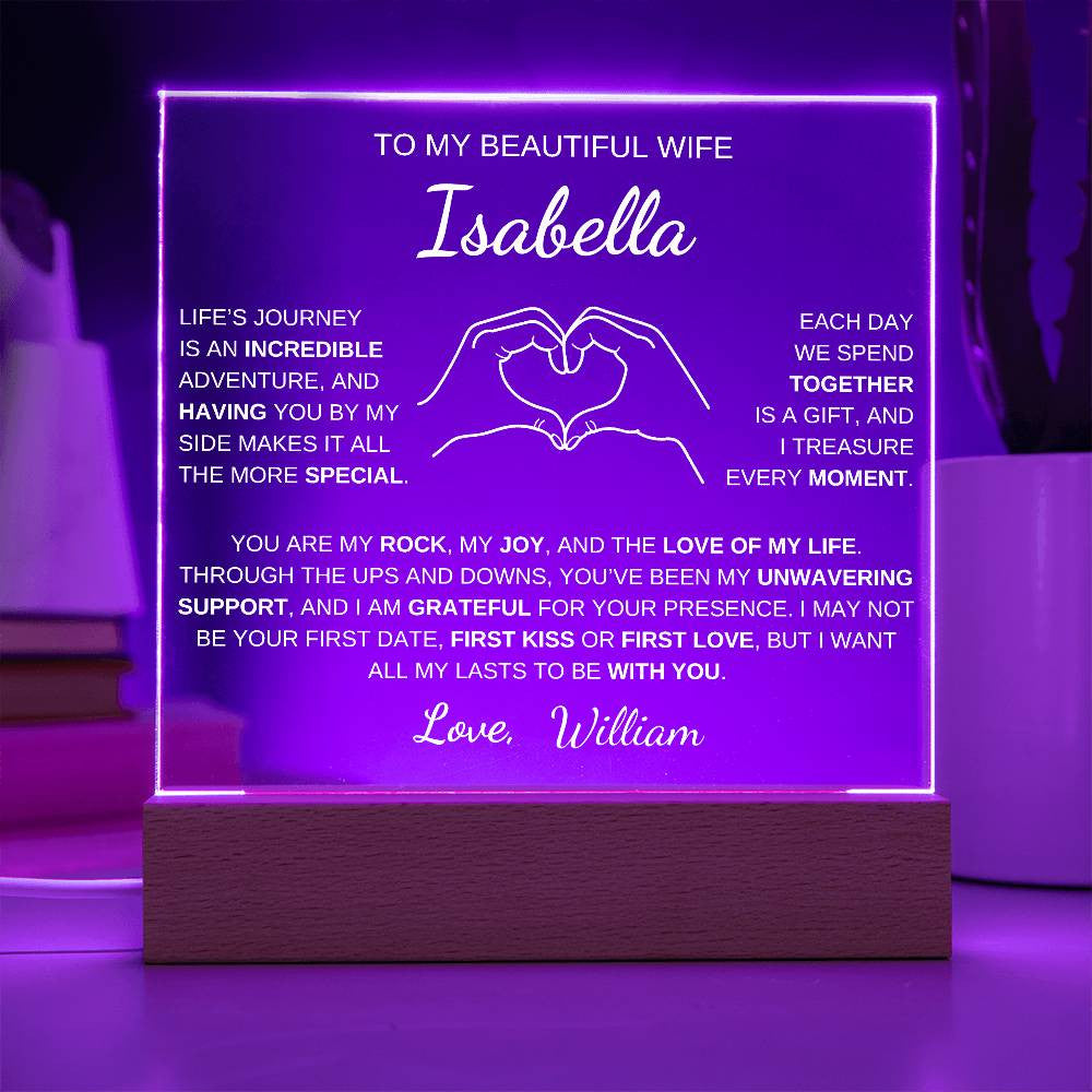 Heart Hands Wife acrylic plaque LED