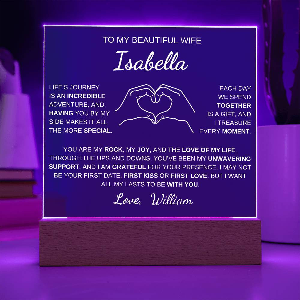 Heart Hands Wife acrylic plaque LED