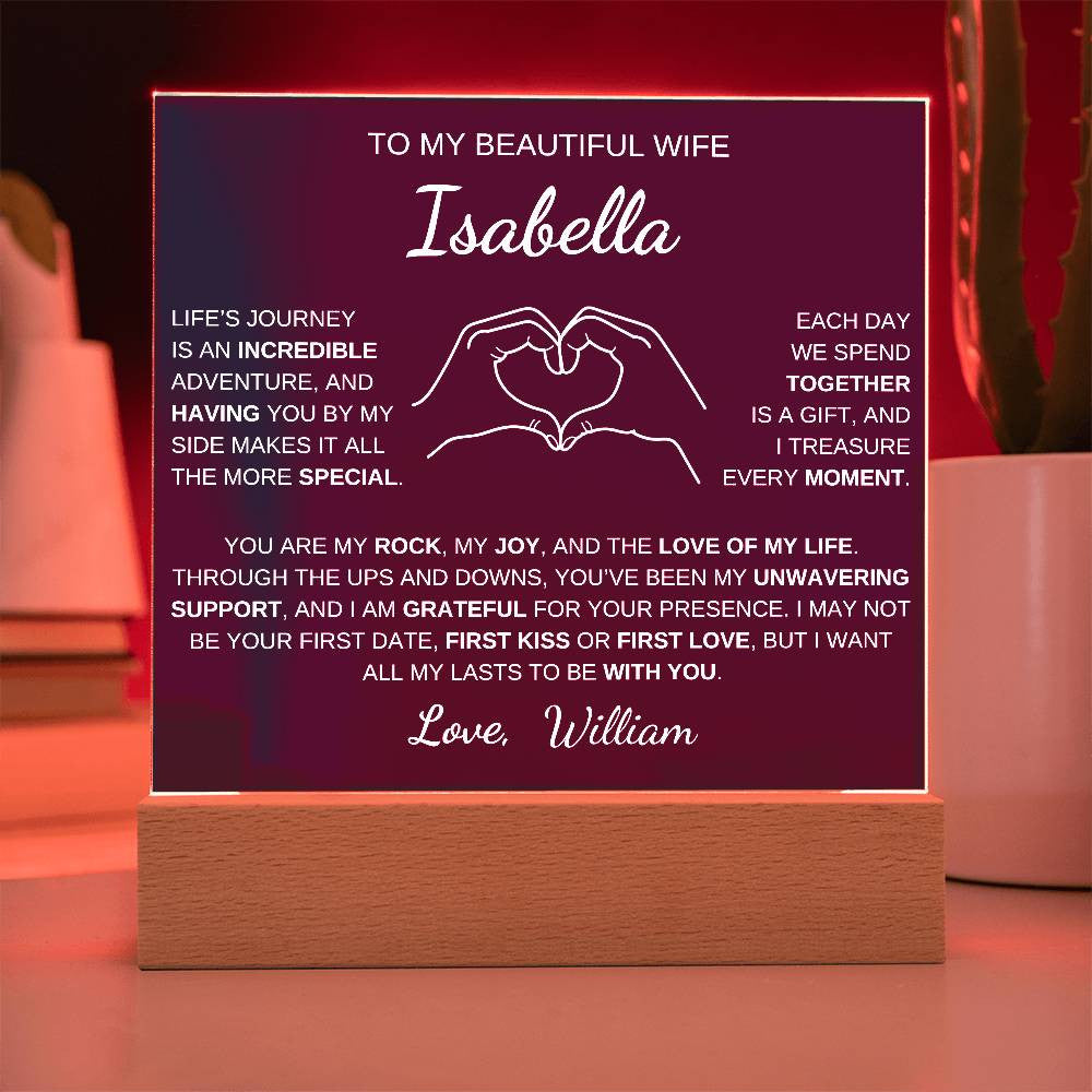 Heart Hands Wife acrylic plaque LED