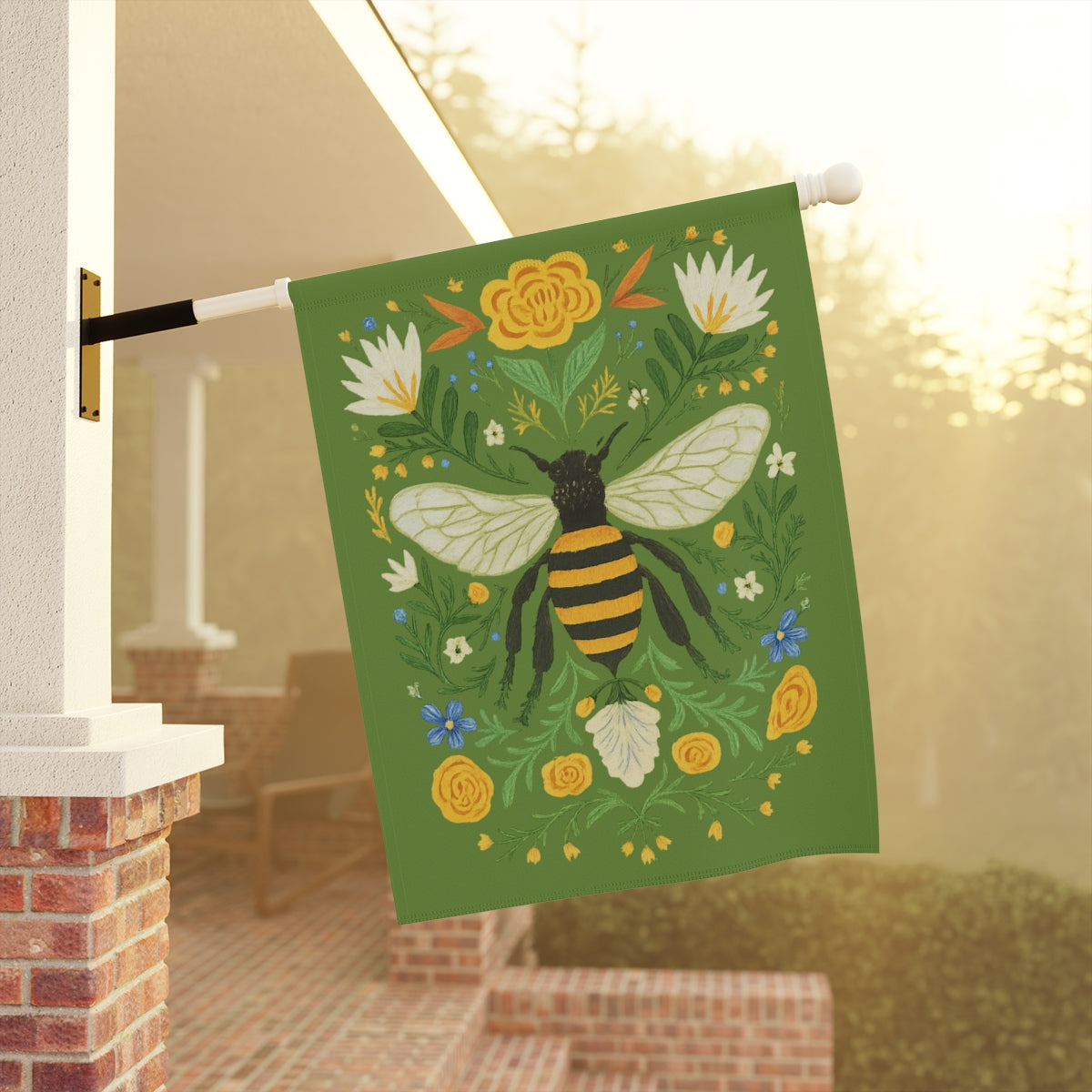 Honey Bee Garden House Flag Banner