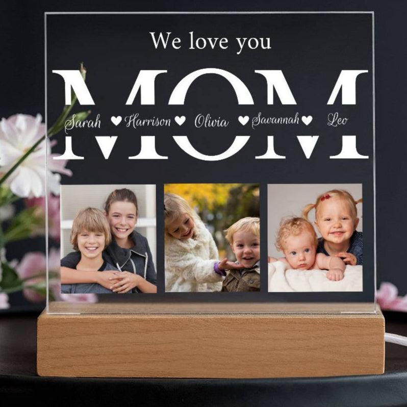 personalized MOM photo acrylic plaque with kids names