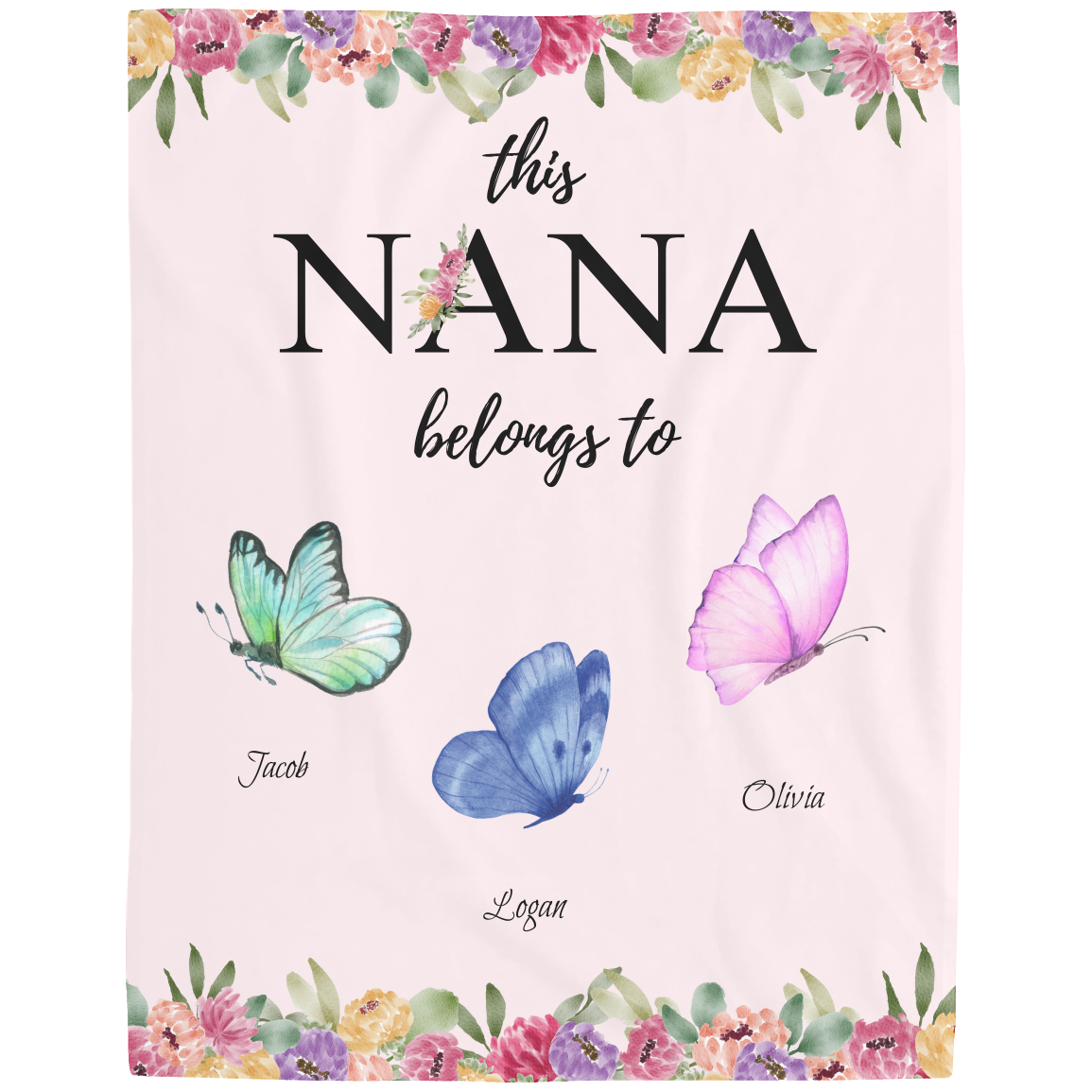 Nana_Butterfly_Feece Blanket_Kidsnames_