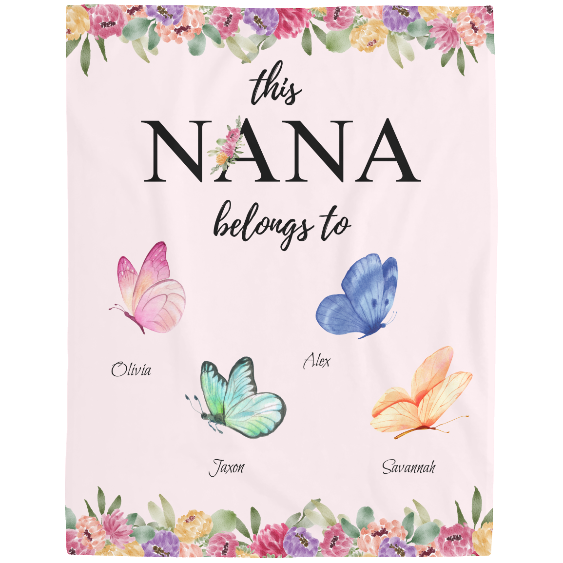 Nana_Butterfly_Feece Blanket_Kidsnames_