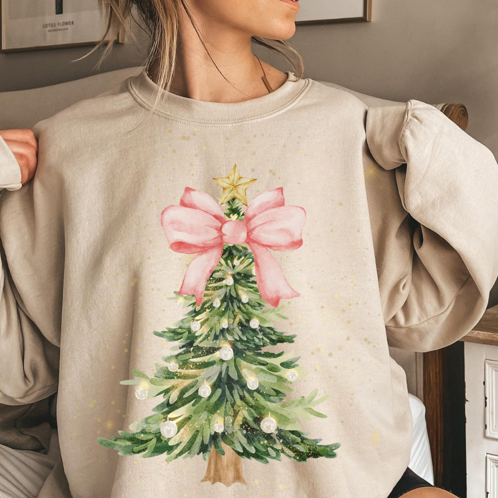 Pink Bow Christmas Crewneck Sweatshirt