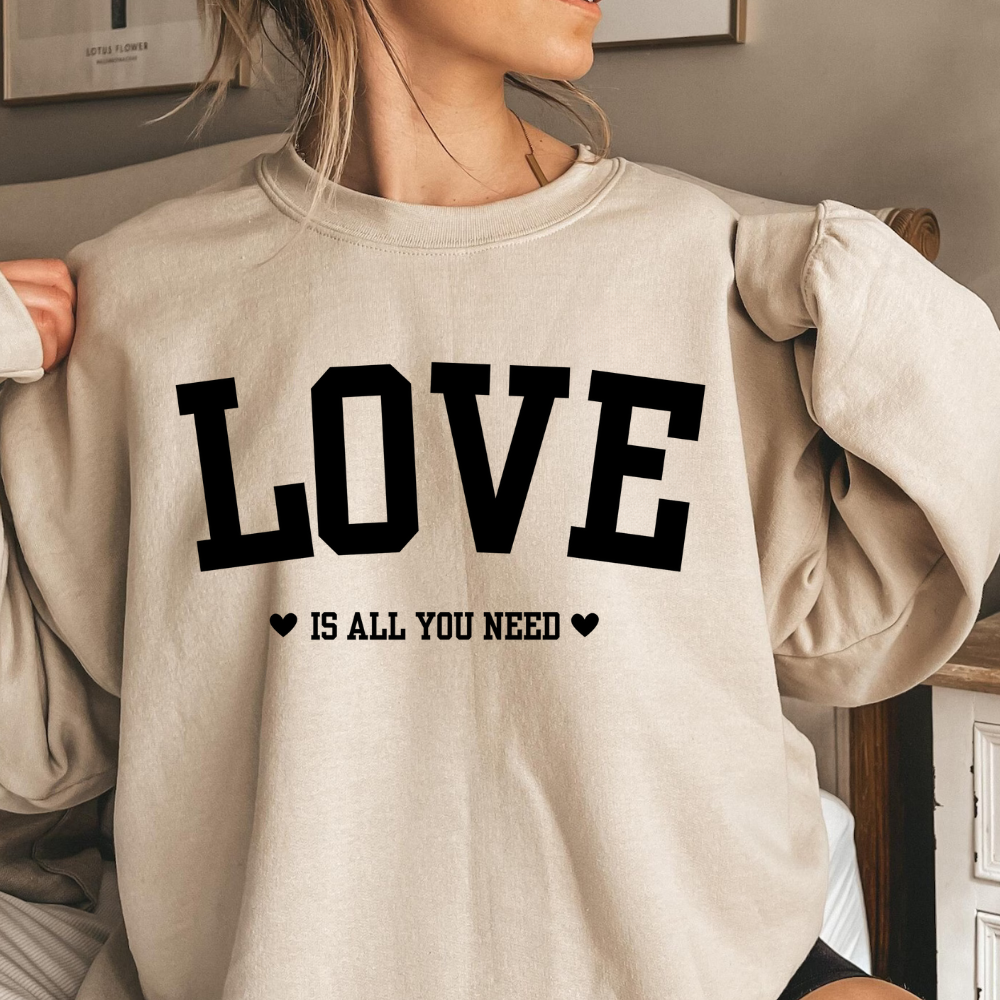 Love Is All You Need Black Crewneck Sweatshirt