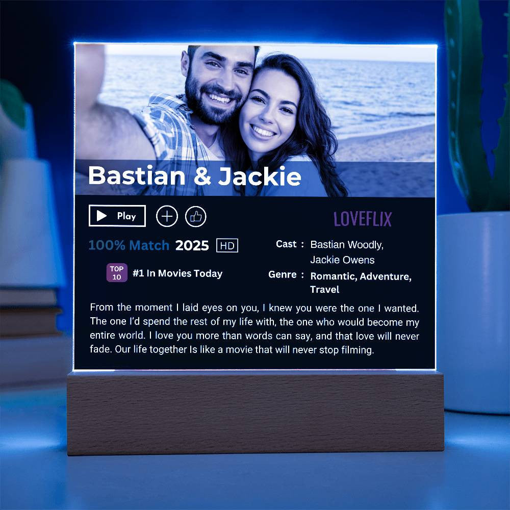 Loveflix Movie Acrylic Plaque LED Personalied Names
