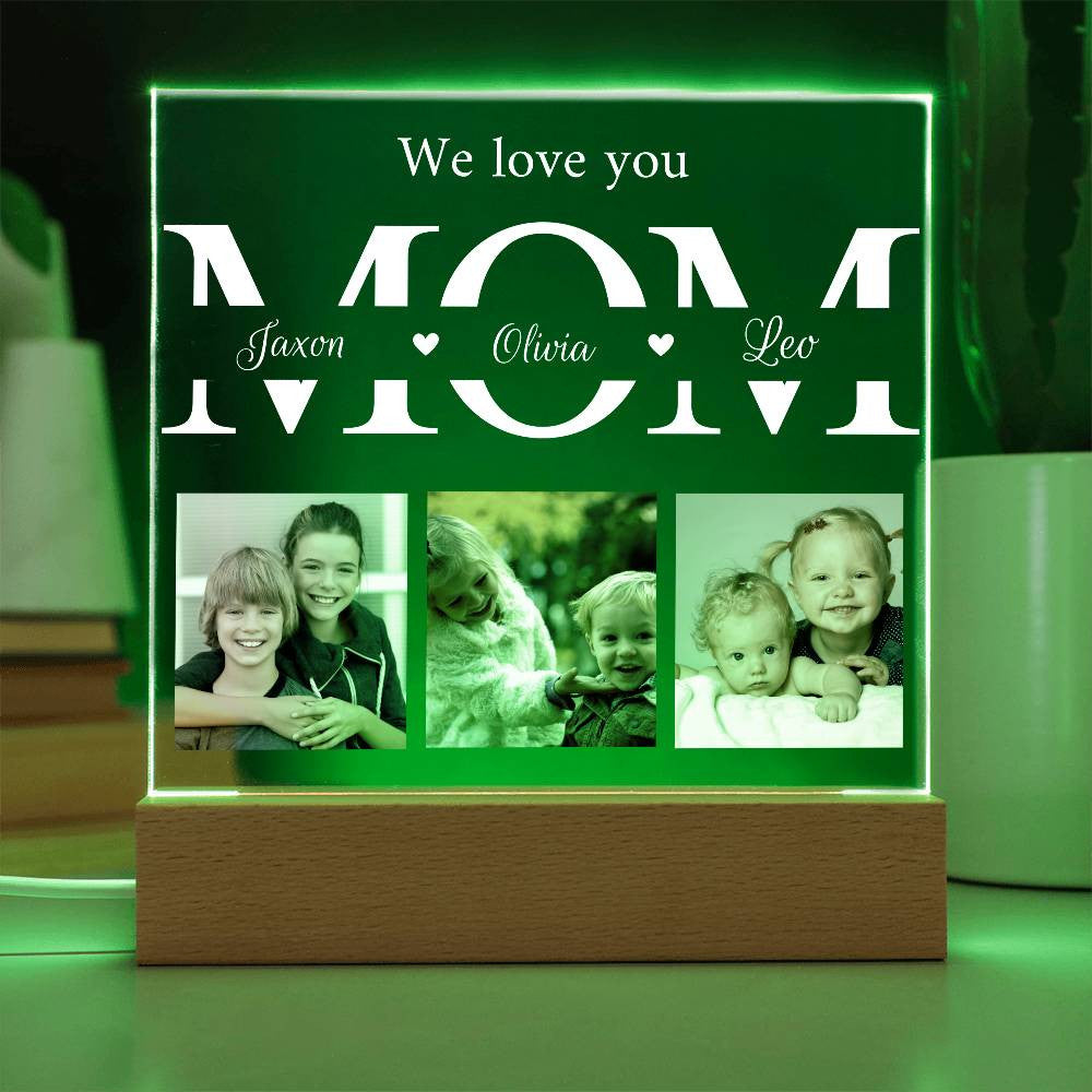 personalized MOM photo acrylic plaque with kids names