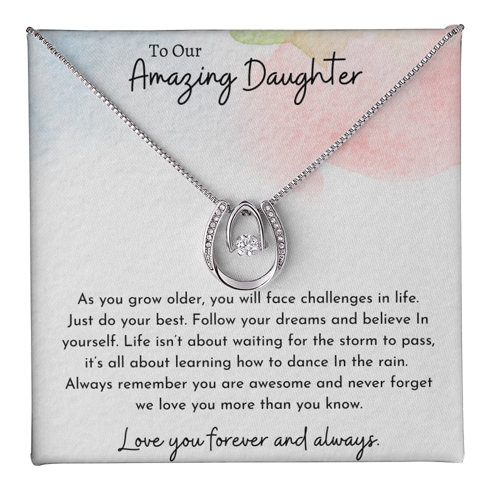 To Our Amazing Daughter Watercolor | Lucky In Love Necklace