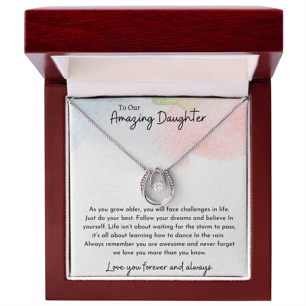 To Our Amazing Daughter Watercolor | Lucky In Love Necklace