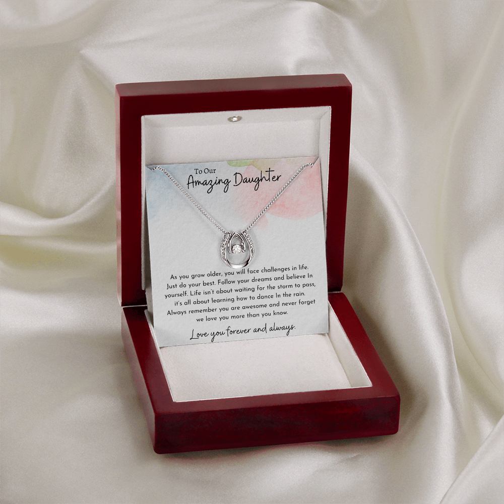 To Our Amazing Daughter Watercolor | Lucky In Love Necklace