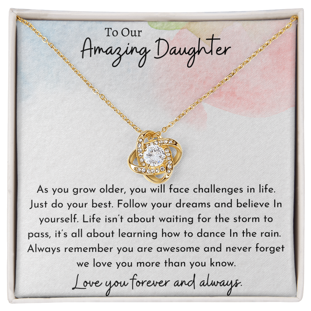 To Our Amazing Daughter Watercolor | Love Knot Necklace