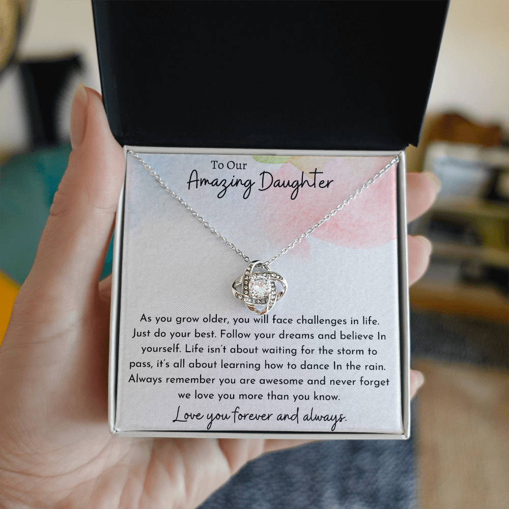 To Our Amazing Daughter Watercolor | Love Knot Necklace