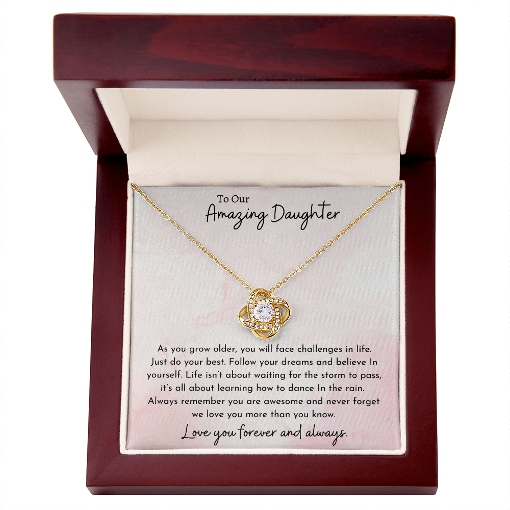 To Our Amazing Daughter Pink | Love Knot Necklace
