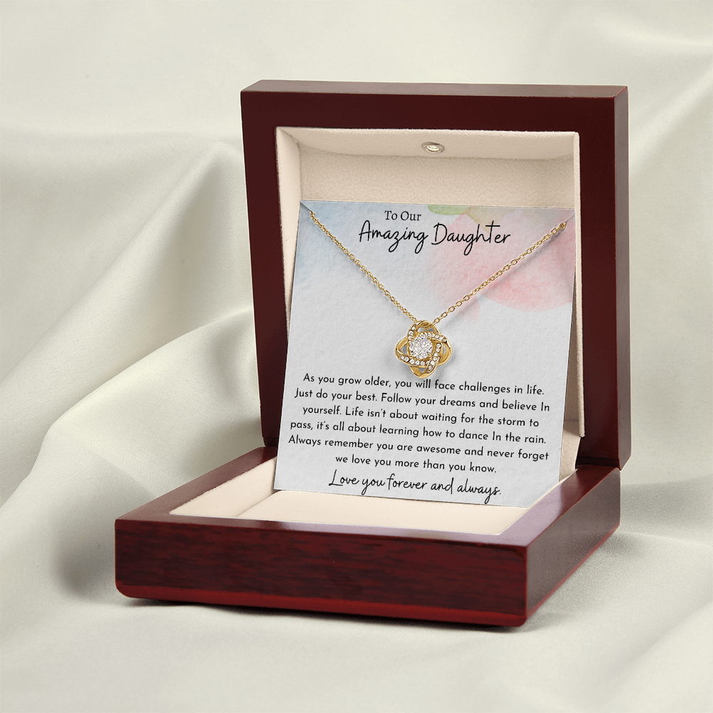 To Our Amazing Daughter Watercolor | Love Knot Necklace