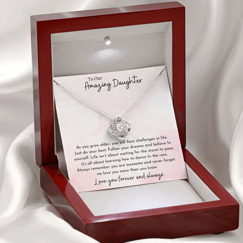 To Our Amazing Daughter Pink | Love Knot Necklace