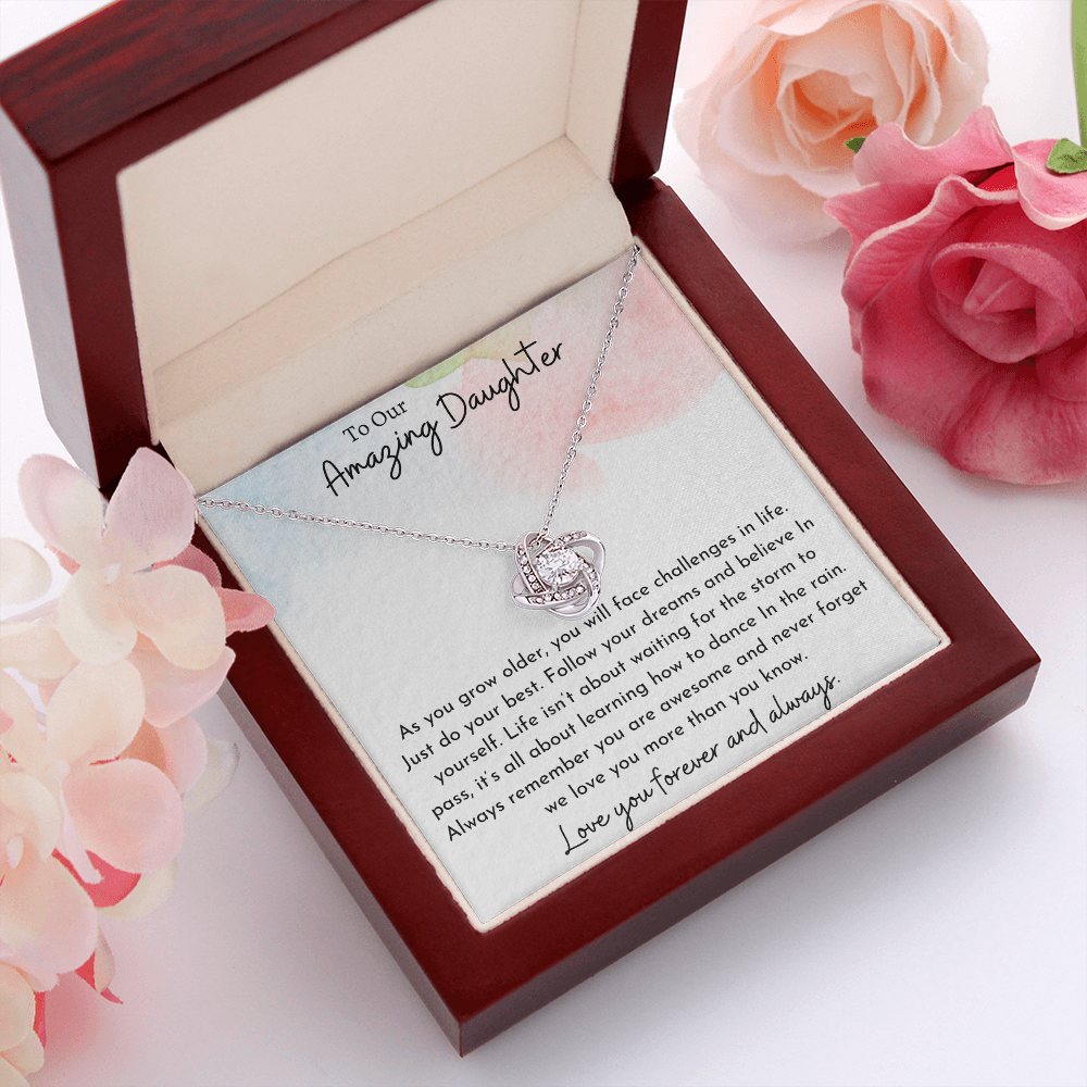 To Our Amazing Daughter Watercolor | Love Knot Necklace