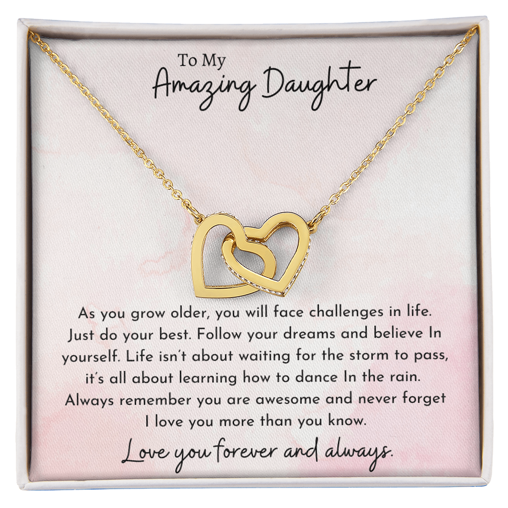 To My Amazing Daughter Pink | Interlocking Hearts Necklace