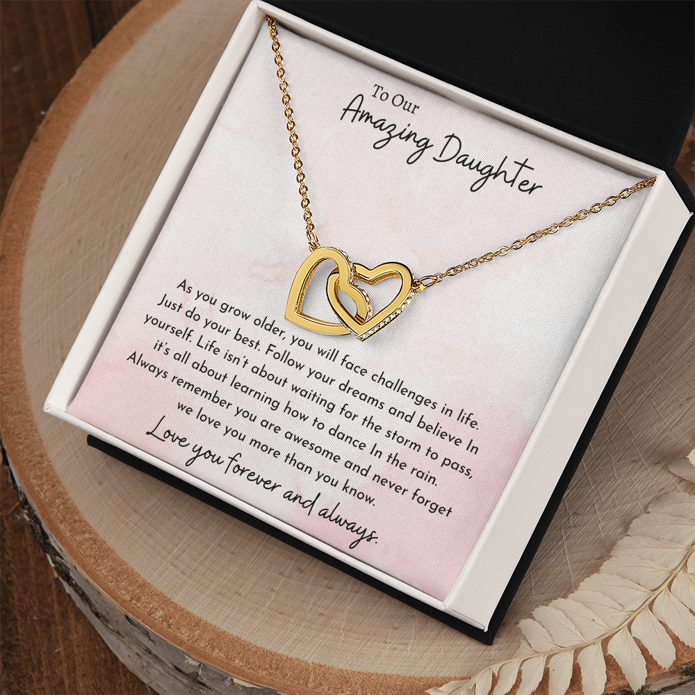 To Our Amazing daughter Pink | Interlocking Hearts Necklace