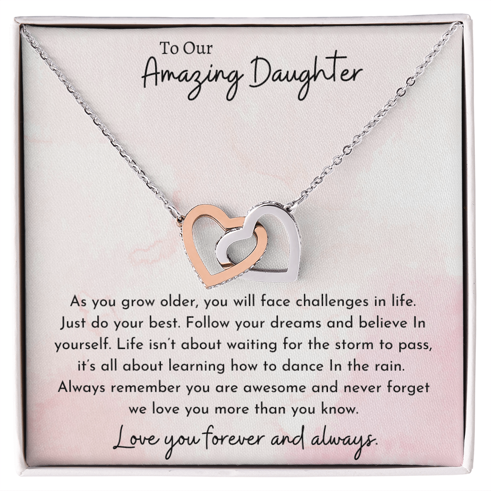 To Our Amazing daughter Pink | Interlocking Hearts Necklace