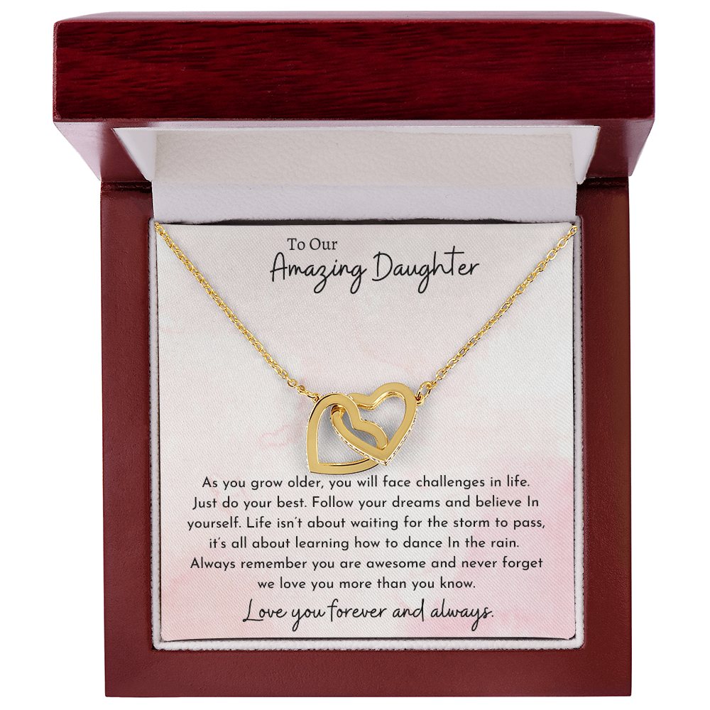 To Our Amazing daughter Pink | Interlocking Hearts Necklace