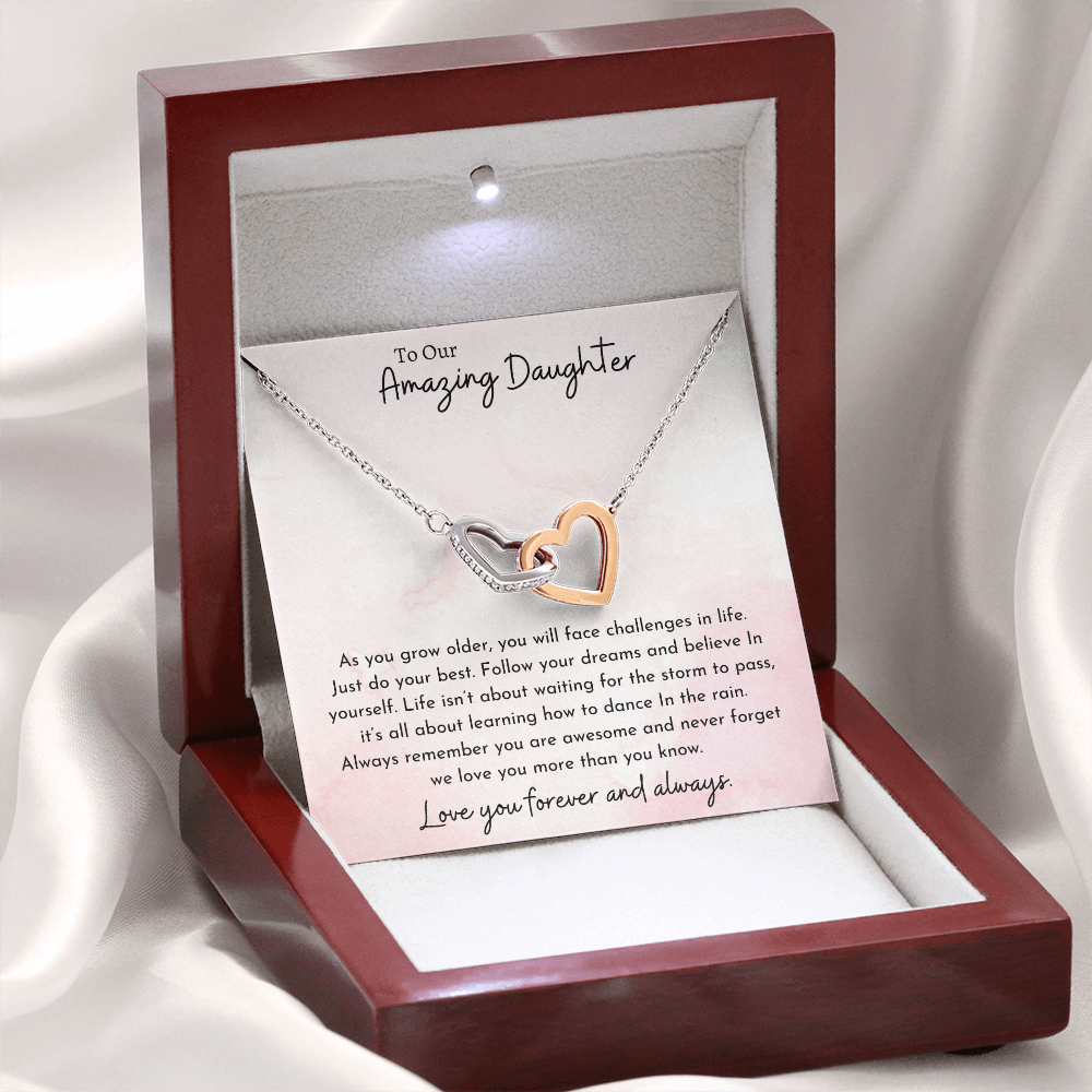 To Our Amazing daughter Pink | Interlocking Hearts Necklace
