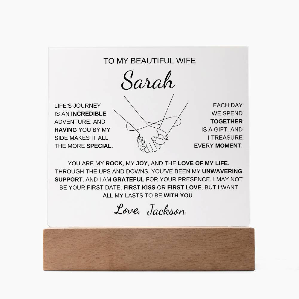 Infinity Hands Wife acrylic plaque LED