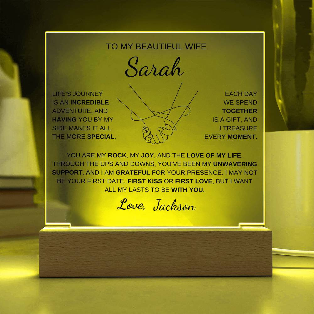 Infinity Hands Wife acrylic plaque LED