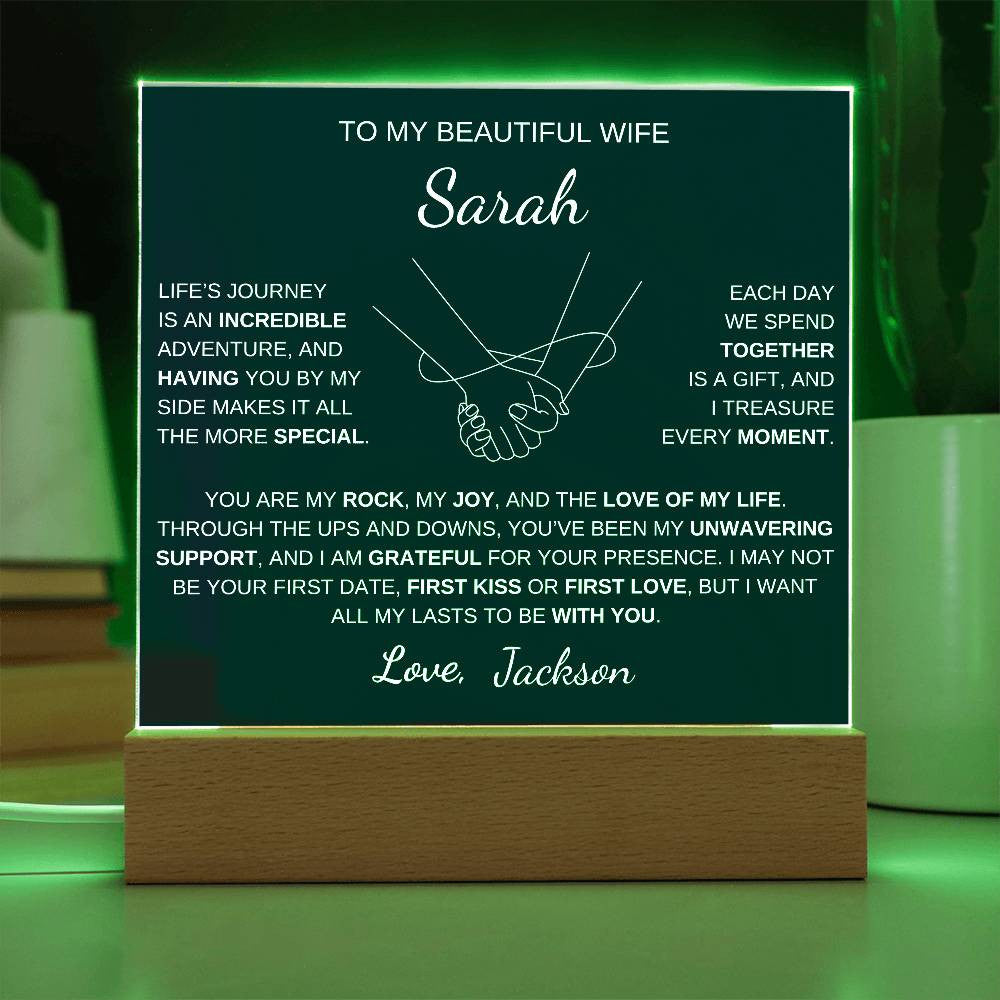 Infinity Hands Wife acrylic plaque LED