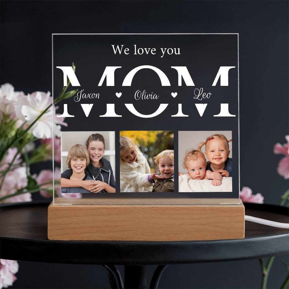 personalized MOM photo acrylic plaque with kids names
