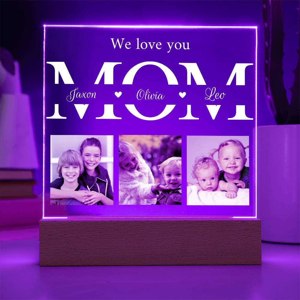 personalized MOM photo acrylic plaque with kids names