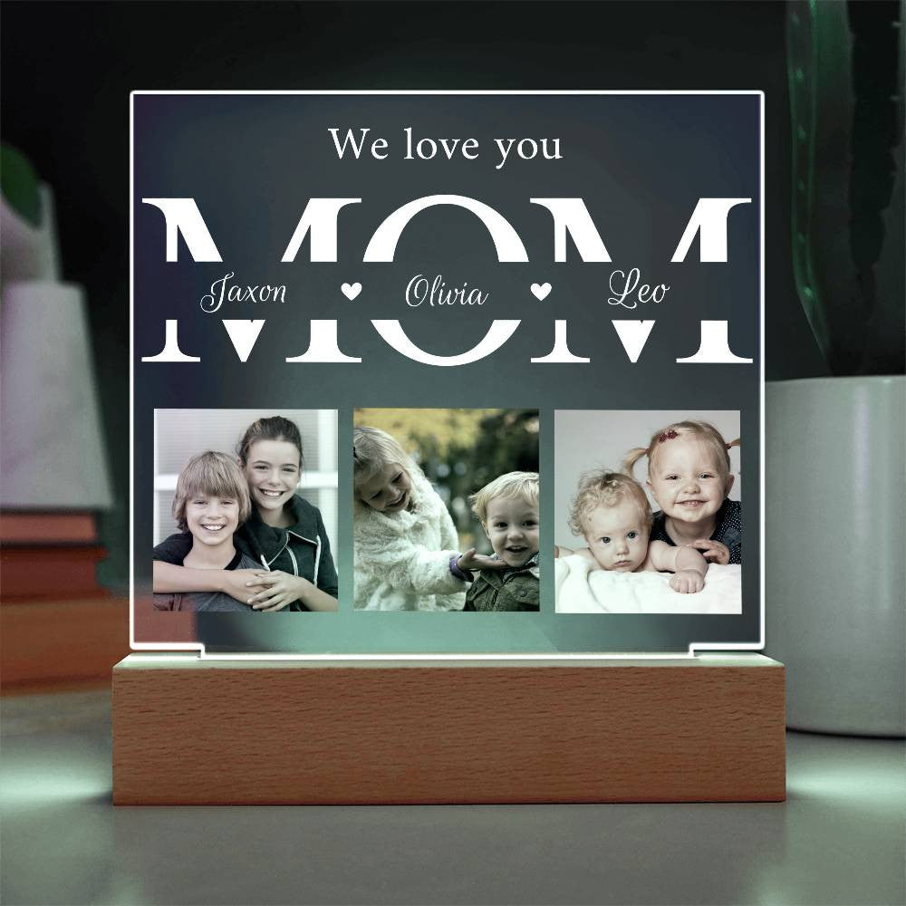 personalized MOM photo acrylic plaque with kids names