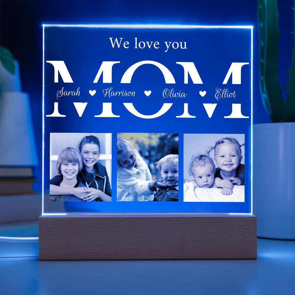 personalized MOM photo acrylic plaque with kids names