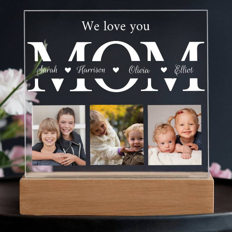 personalized MOM photo acrylic plaque with kids names