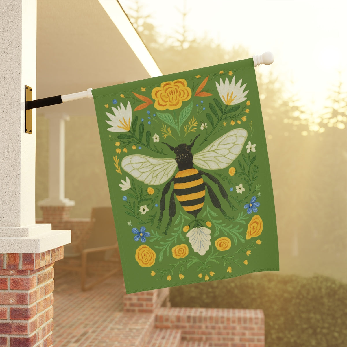 Honey Bee Garden House Flag Banner
