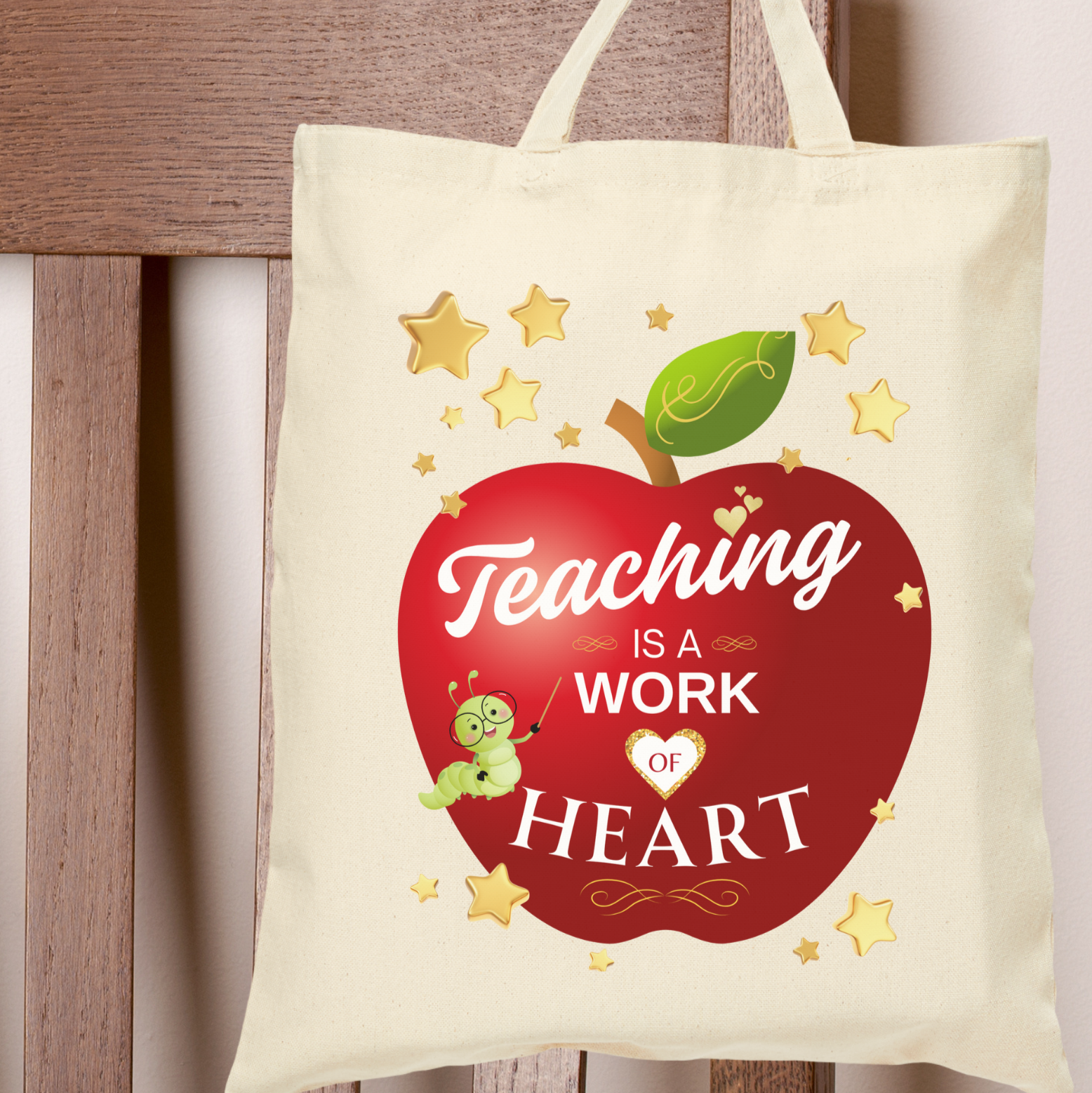 teacher tote bag heart