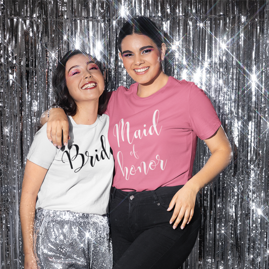 Wedding Party Roles Bridesmaid White Ink T-Shirt