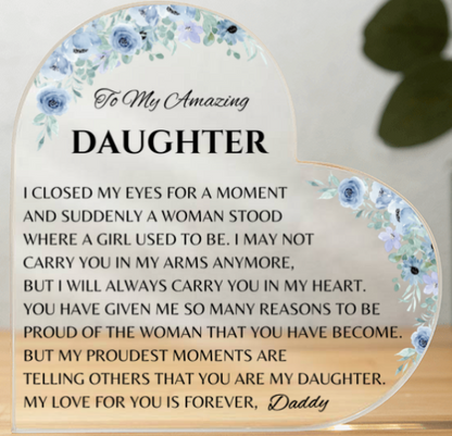 Daughter Acrylic Plaque Heart Personalized