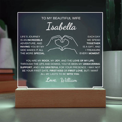 Heart Hands Wife acrylic plaque LED