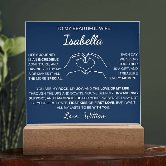 Heart Hands Wife acrylic plaque LED