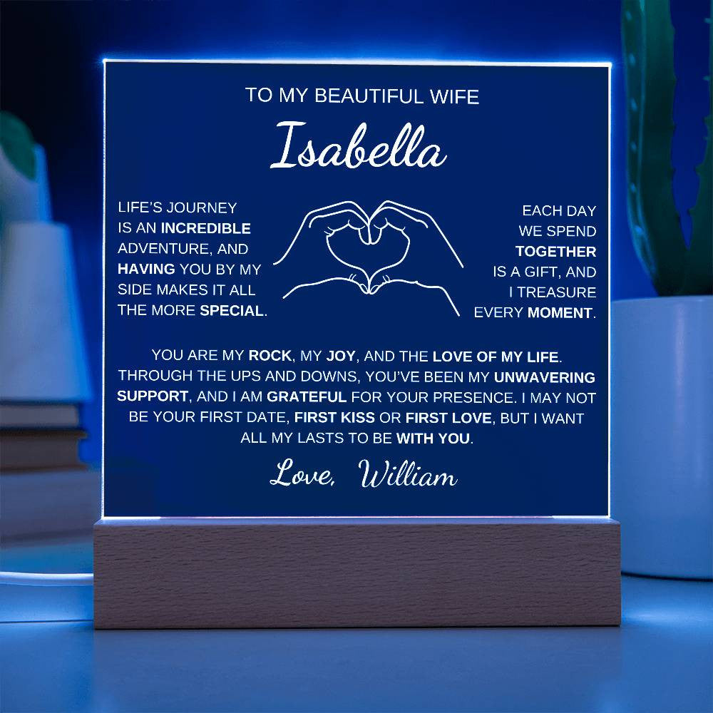 Heart Hands Wife acrylic plaque LED