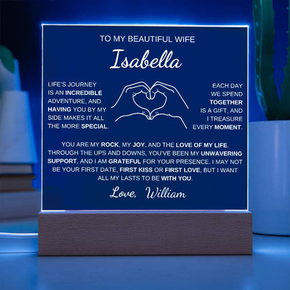 Heart Hands Wife acrylic plaque LED