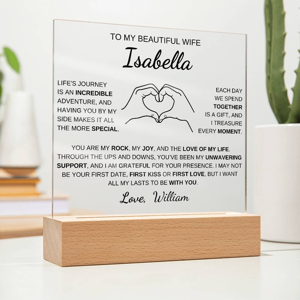 Heart Hands Wife acrylic plaque LED